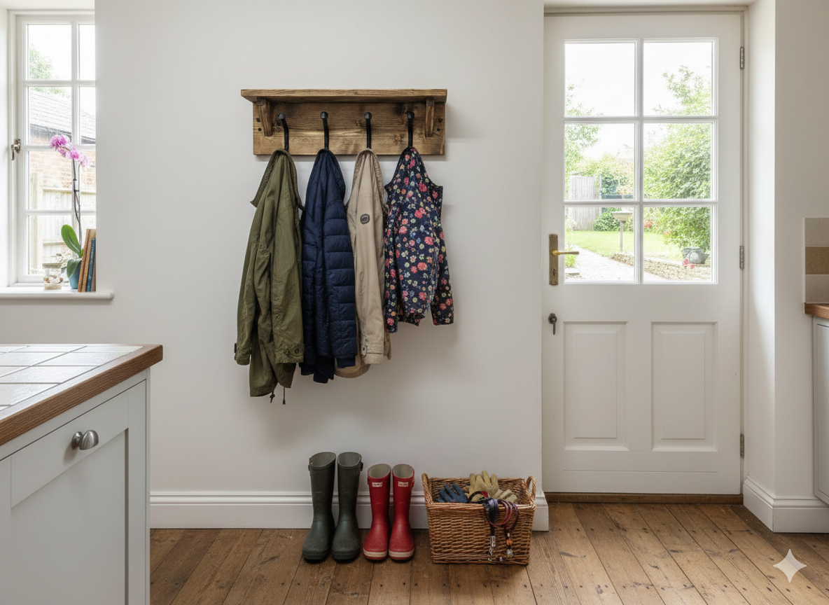 Coat Rack - Coat Hooks, Key Hooks & Shelf